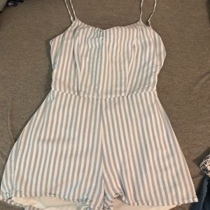 Blue and White striped romper
